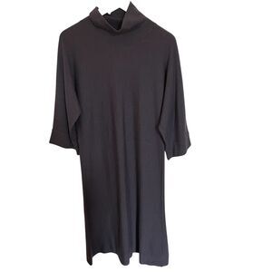 Eileen Fisher 100% Merino Wool Turtleneck Sweater Dress Small Minimalist Natural